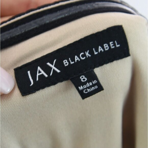 Jax Black Label Sz 8 Off-the-Shoulder Illusion Stripe Sheath Dress Black M Tulip - Picture 5 of 7